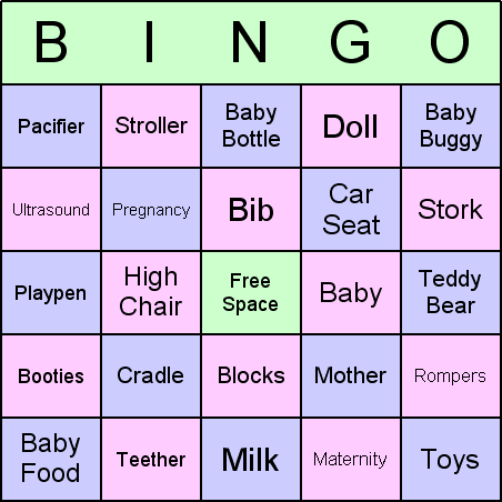 Baby Shower Bingo Card